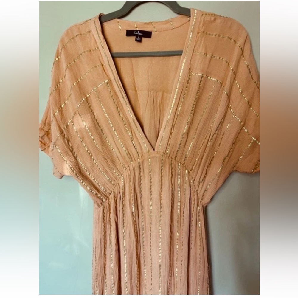 Women's Peach V-Neck Maxi Dress - Picture 6 of 10